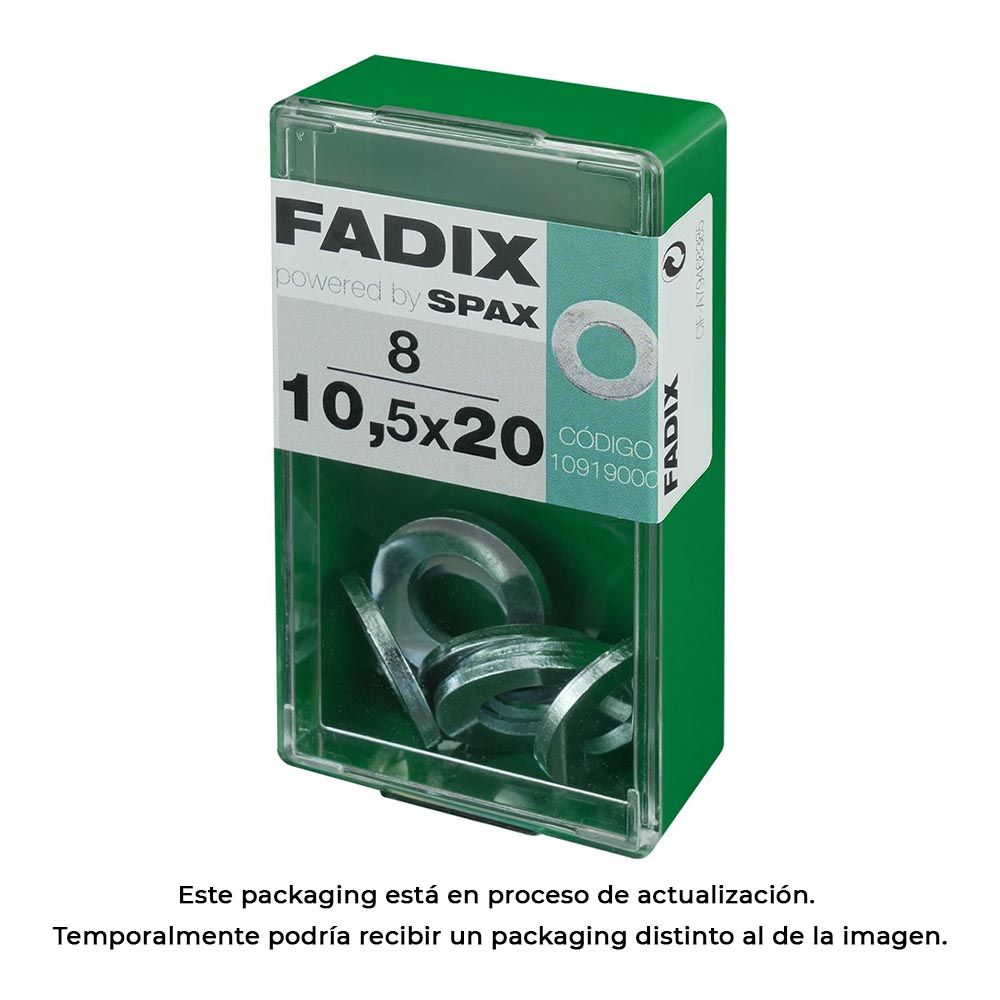 Caixa S 8 unid. anilha plana zinco 10,5x20mm fadix