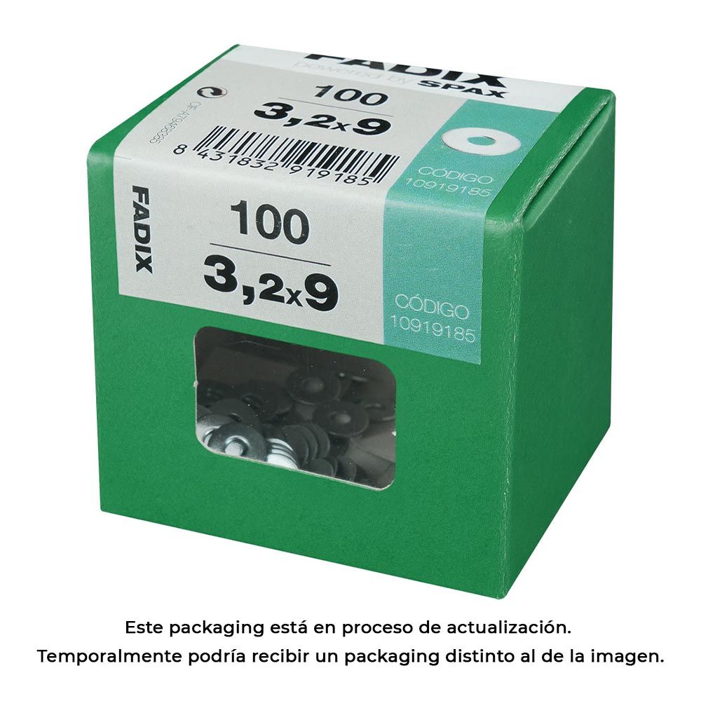 Caixa l 100 unid. anilha plana larga zinco 3,2x9mm fadix