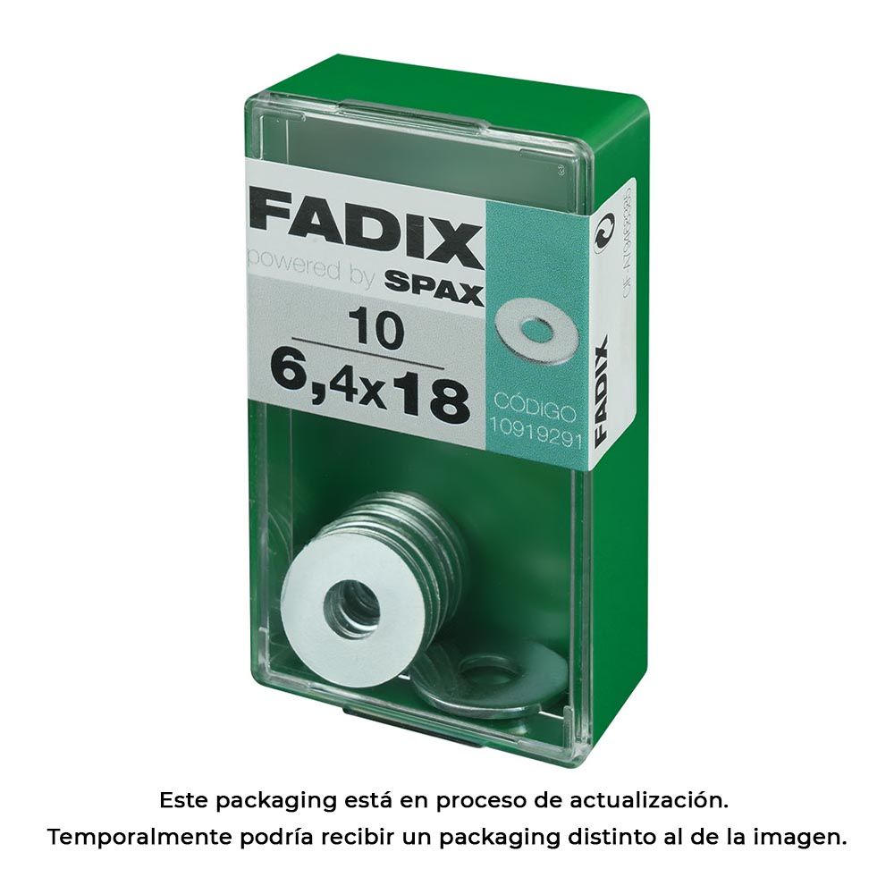 Caixa S 10 unid. anilha plana larga zinco 6,4x18mm fadix