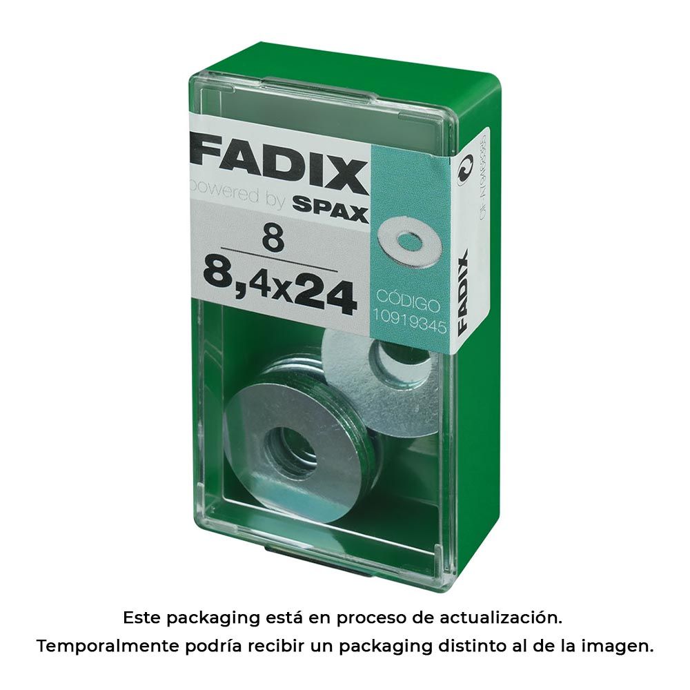 Caixa S 8 unid. anilha plana larga zinco 8,4x24mm fadix