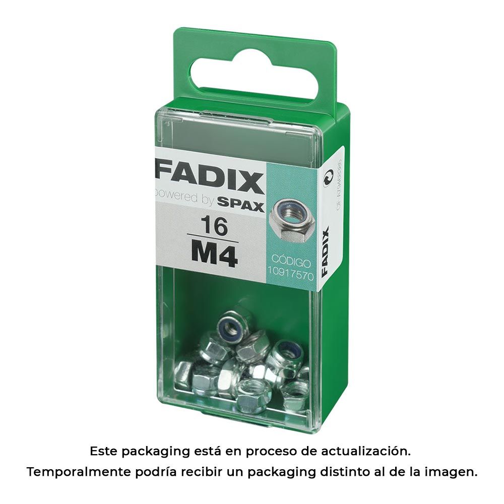 Caixa S 16 unid. porca auto-bloqueio zinco m 4 fadix