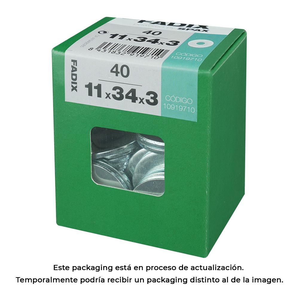 Caixa l 40 unid. anilha larga zinco 11,0x34x3mm fadix
