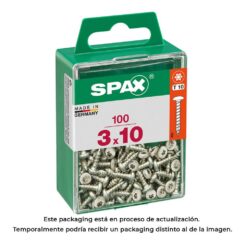 Caixa 100 unid. parafuso madeira spax CAB. redonda wirox 3,0x10mm spax