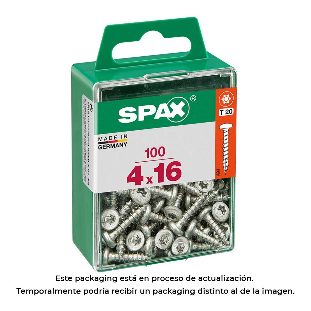 Caixa 100 unid. parafuso madeira spax CAB. redonda wirox 4,0x16mm spax