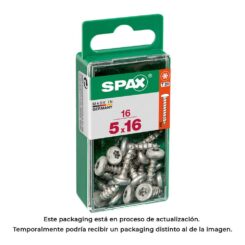 Caixa 16 unid. parafuso madeira spax CAB. redonda wirox 5,0x16mm spax