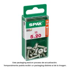 Caixa 10 unid. parafuso madeira spax CAB. redonda wirox 5,0x20mm spax