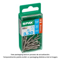 Caixa 25 unid. parafuso madeira spax cabeza plana INOX A2 3,0x30mm spax
