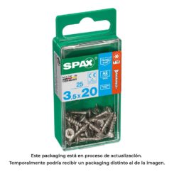 Caixa 25 unid. parafuso madeira spax cabeza plana INOX A2 3,5x20mm spax