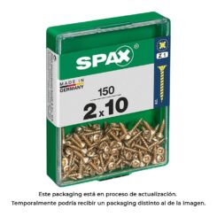 Caixa 150 unid. parafuso madeira spax cabeza plana yellox 2,0x10mm spax