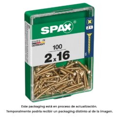 Caixa 100 unid. parafuso madeira spax cabeza plana yellox 2,0x16mm spax