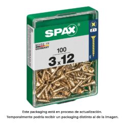 Caixa 100 unid. parafuso madeira spax cabeza plana yellox 3,0x12mm spax