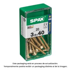 Caixa 20 unid. parafuso madeira spax cabeza plana yellox 3,5x40mm spax