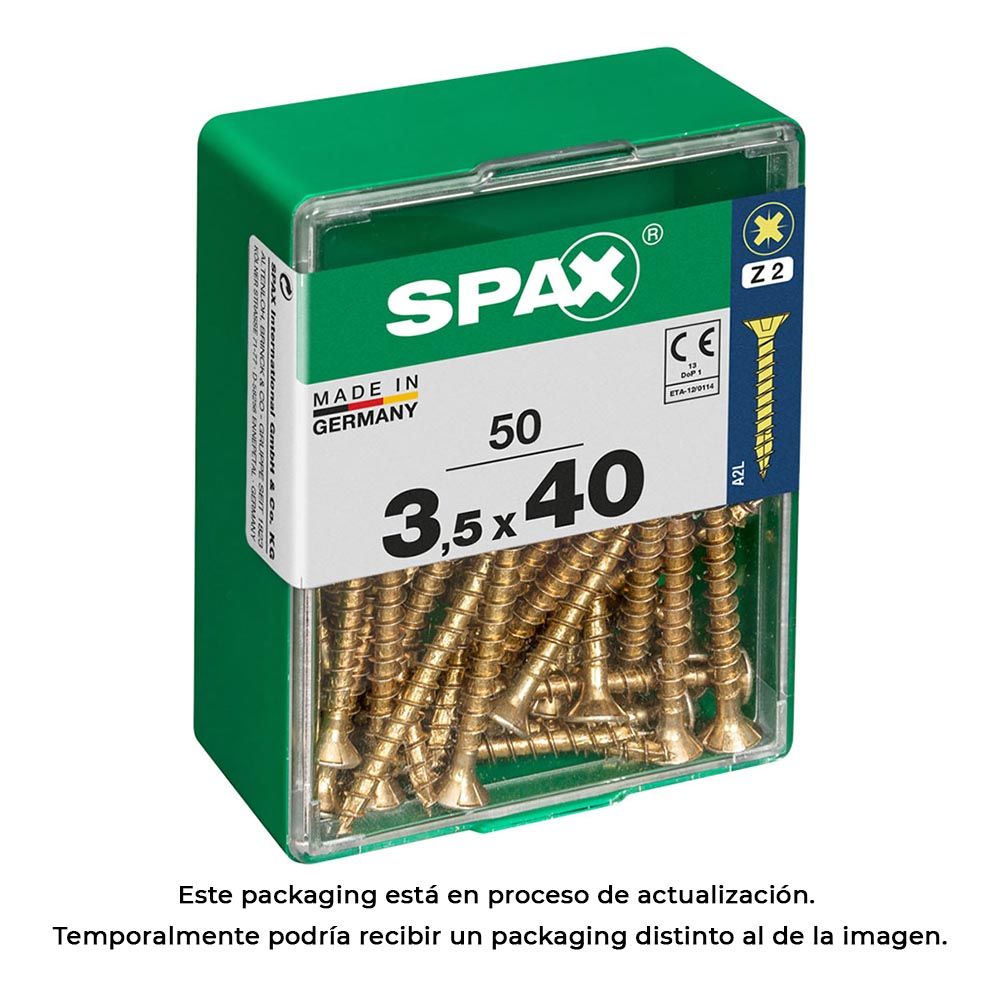 Caixa 50 unid. parafuso madeira spax cabeza plana yellox 3,5x40mm spax