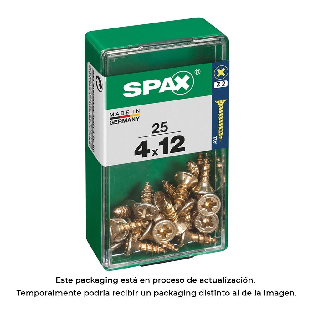 Caixa 25 unid. parafuso madeira cabeza plana yellox 4,0x12mm spax
