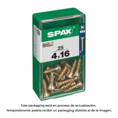 Caixa 25 unid. parafuso madeira cabeza plana yellox 4,0x16mm spax