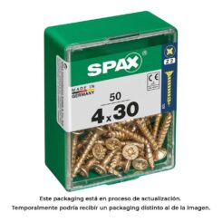Caixa 50 unid. parafuso madeira cabeza plana yellox 4,0x30mm spax