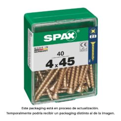 Caixa 40 unid. parafuso madeira cabeza plana yellox 4,0x45mm spax