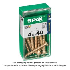Caixa 10 unid. parafuso madeira cabeza plana yellox 4,5x40mm spax