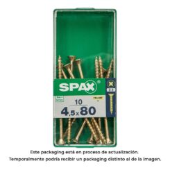 Caixa 10 unid. parafuso madeira cabeza plana yellox 4,5x80mm spax