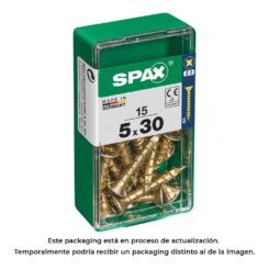 Caixa 15UN parafuso madeira spax CAB. plana yellox 5,0X30mm spax