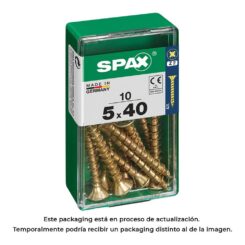 Caixa 10 unid. parafuso madeira cabeza plana yellox 5,0x40mm spax