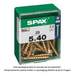 Caixa 25UN parafuso madeira spax CAB. plana yellox 5,0X40mm spax