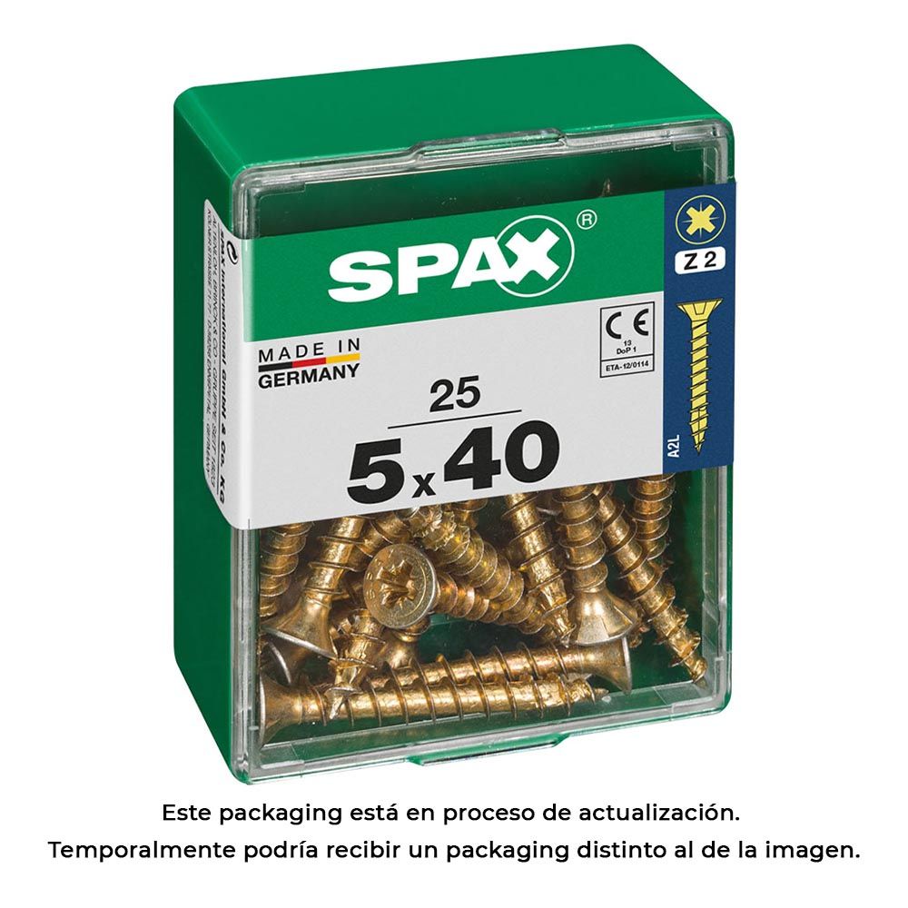 Caixa 25UN parafuso madeira spax CAB. plana yellox 5,0X40mm spax