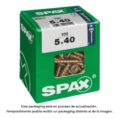 Caixa 100UN parafuso madeira spax CAB. plana yellox 5,0X40mm spax