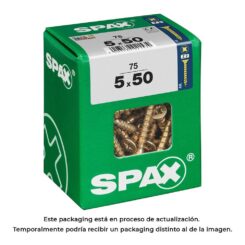 Caixa 75UN parafuso madeira spax CAB. plana yellox 5,0X50mm spax