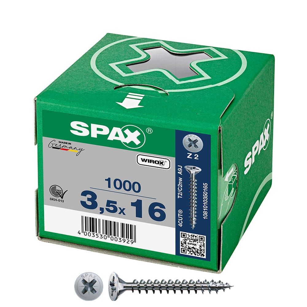 Caixa 1000 unidades. parafuso universal de cabeça chata wirox 3,5x16mm z2