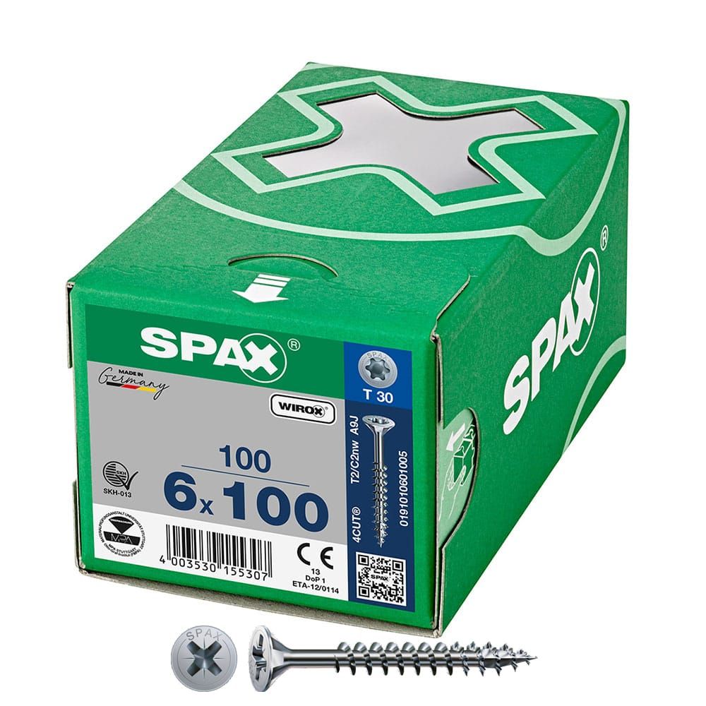 Caixa 100 unidades. parafuso de cabeça plana universal wirox 6X100MM T30