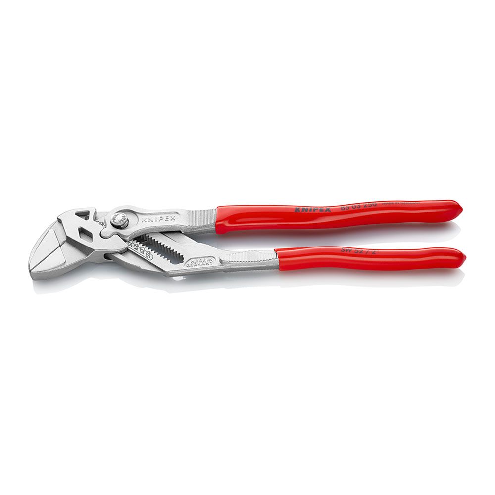 Alicate chave, alicate e chave em uma única ferramenta, revestida em plástico, cromada, 250 mm