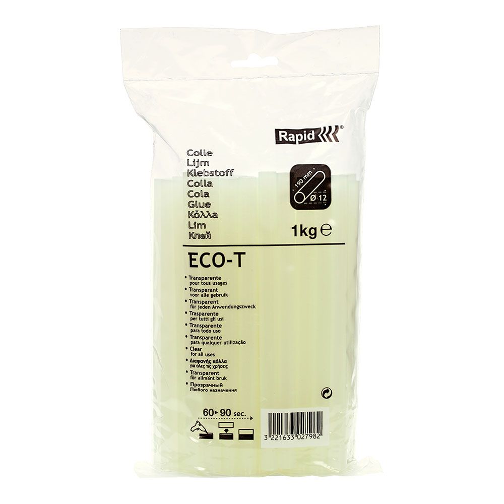 Bastão de cola quente ECO T, transparente, Ø12 x 190 mm, 1 kg