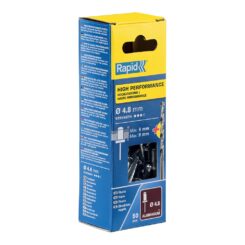 Blíster de 50 rebites  Ø4,8x12mm. alu+broca 5000388 rapid