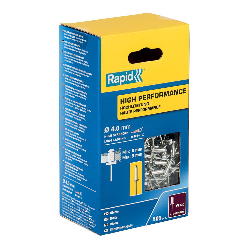 Caixa 500 rebites Ø4x12mm - alto rendimento 5001434 rapid