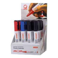 Marcador permanente, ponta grossa de 5 mm, cores sortidas, caixa com 20 unidades.