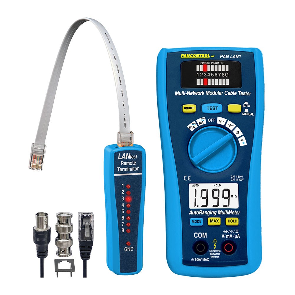 Testador LAN e multímetro digital pan lan1 cat iii 300 v / cat ii 600 v
