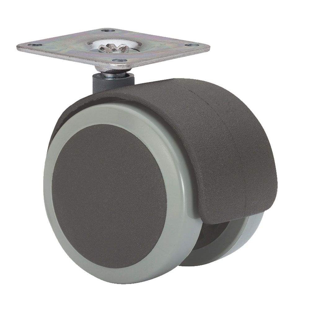 Roda giratória com placa e eixo liso, preto/cinza, carga máx. 50 kg, 42 x 42 mm, ø 5 cm