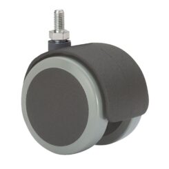 Roda giratória com espigão roscado e eixo liso, preto/cinza, máx. carga 50 kg, 10 x 15 mm, ø 5 cm