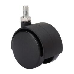 Roda giratória com ponta rosca e eixo liso, preto, carga máxima de 50 kg, 10 x 15 cm, ø 5 cm