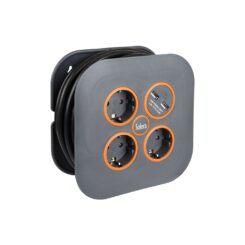 Enrolador de cabo com 3 bases 2P+T e 2 USB solera 7321USB