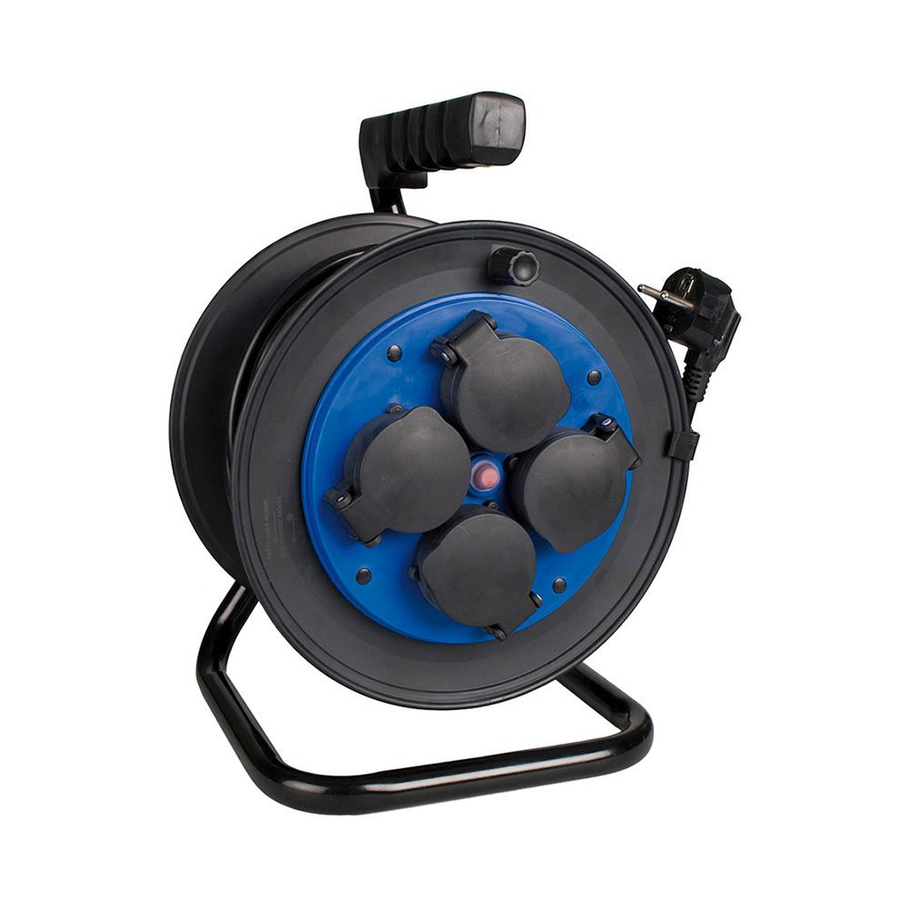 Enrolador de cabo 25 m 3 G 1,50 mm², 4 tomadas bipolares com t/tl, com tampas IP54