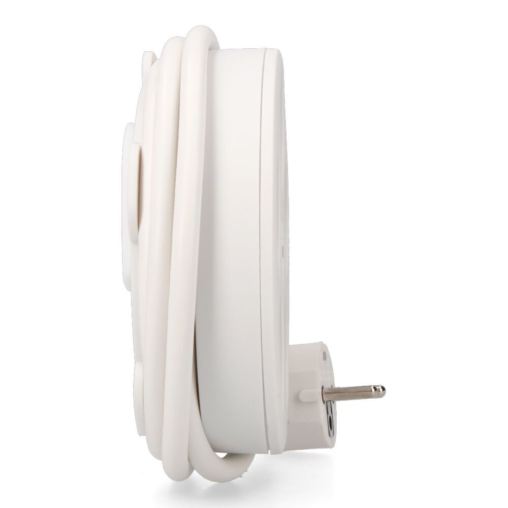 Base múltipla redonda com 5 bases schuko 2P+T, com interruptor, 16 a 250 V, cabo de 1,5 m H05VV-F 3G1,5 mm², branca. - Image 3
