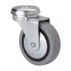 Roda giratória em borracha com furo e eixo liso, COR cinza, carga máxima. 17 kg, ø 4 cm