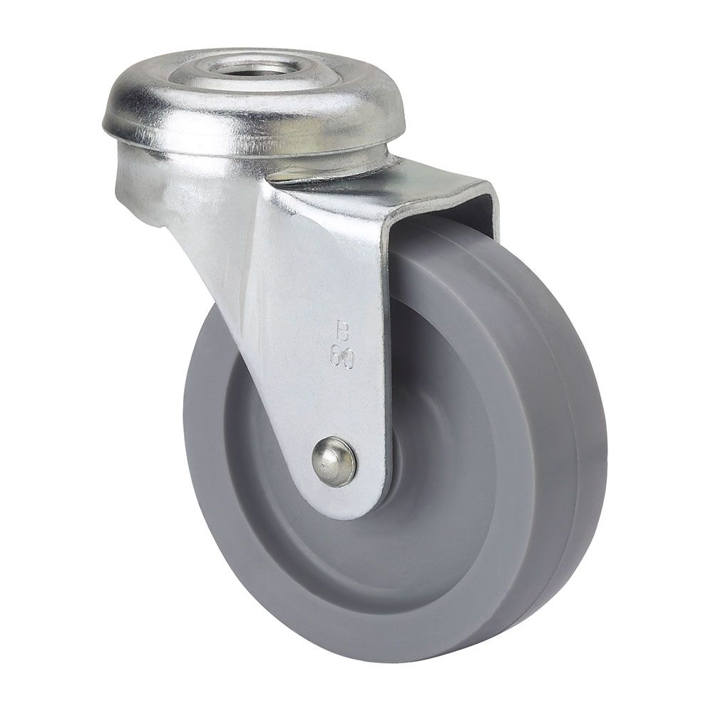 Roda giratória com furo e eixo liso, COR cinza, carga máx. 15 kg, ø 3 cm
