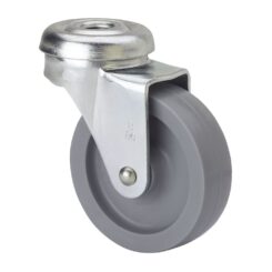Roda giratória com furo e eixo liso, COR cinza, carga máxima. 22 kg, ø 4 cm