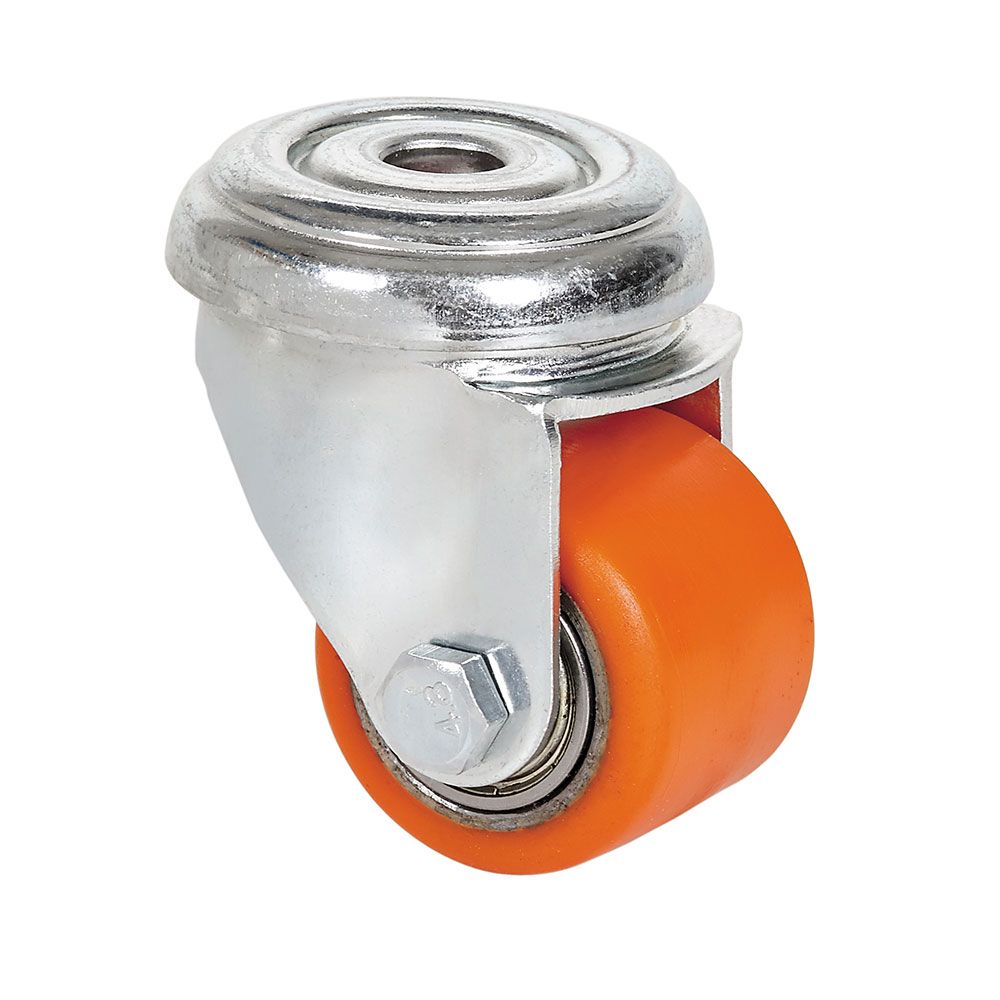 Roda giratória com furo, rolamento de esferas, COR laranja, carga máx. 100 kg, ø 3,5 cm