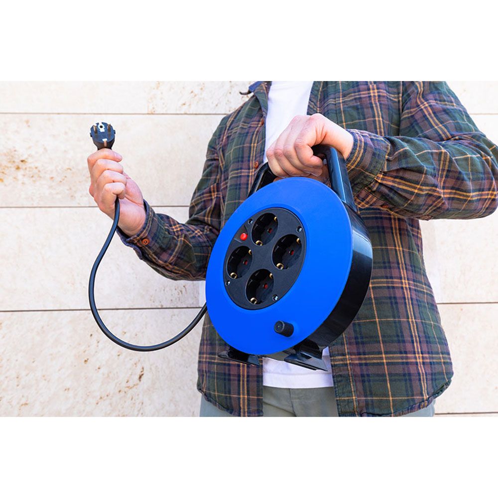EDM Enrolador de cabo 10 m 3 g 1,00 mm² 4 tomadas bipolares com t/tl doméstico com protetor térmico - Image 4