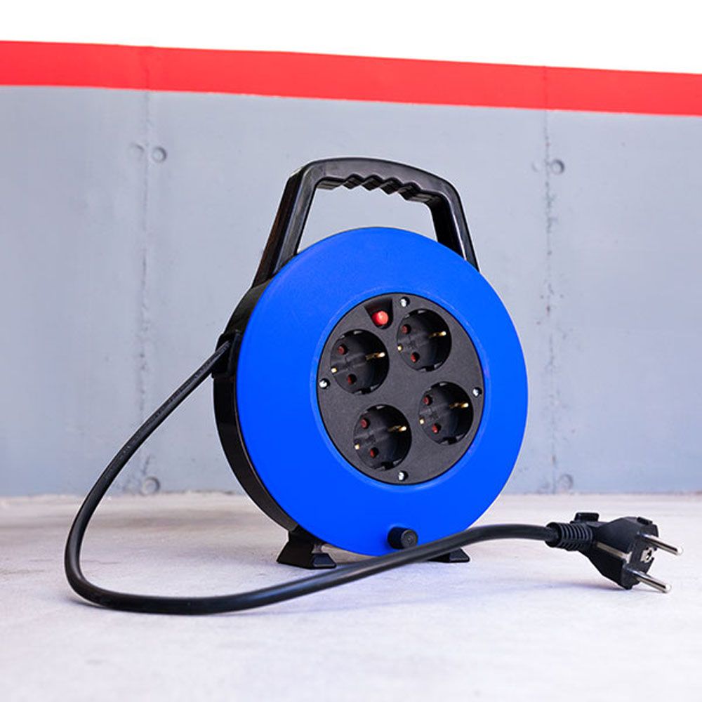 EDM Enrolador de cabo 10 m 3 g 1,00 mm² 4 tomadas bipolares com t/tl doméstico com protetor térmico - Image 5