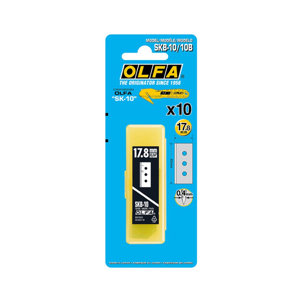 Juego de 10 cuchillas skb-10/10b rectangular plateadas 40 x 17,8 x 0,4 mm - Image 2